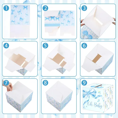 Miniatura 4 de Funrous 51 boletos para rifa de pañales con caja para invitaciones de juegos de baby shower, tarjeta de rifa de pañales para revelación de género