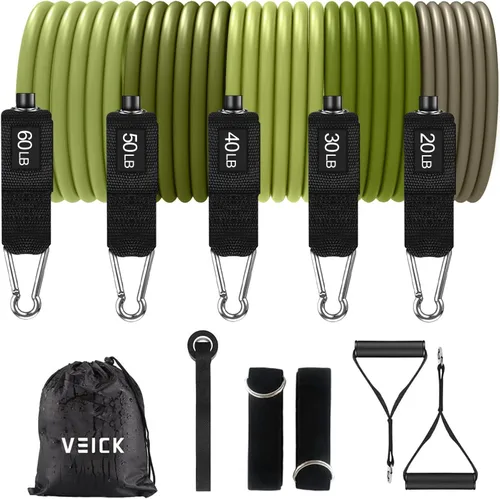 Miniatura 8 de VEICK Bandas de resistencia, bandas de ejercicio, bandas de entrenamiento, bandas de resistencia para entrenar con asas para hombres y mujeres