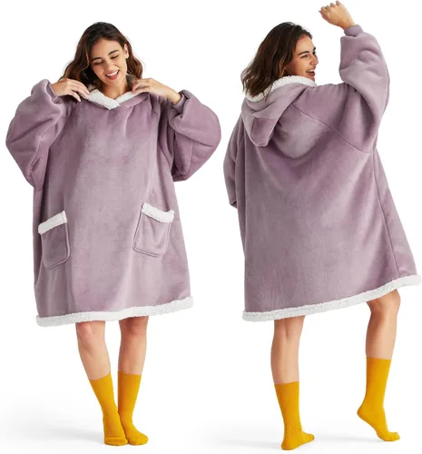 Miniatura 30 de Bedsure Manta con Capucha, Manta Portátil con Capucha como Regalos para Mamá, Regalos de Cumpleaños para Mujeres, Niños y Adolescentes, Sudadera