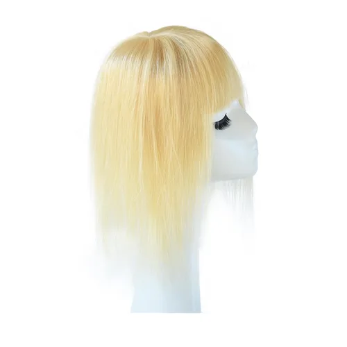 Miniatura 2 de Extensiones de cabello humano con clip con flequillo, base de seda, flecos de tupé superior para pérdida de adelgazamiento, extensiones de reemplazo