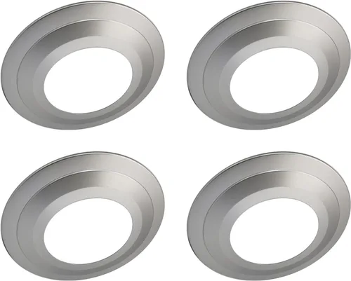 Jolux Paquete de 4 anillos de plata mate para iluminación de lata empotrada de 5/6 pulgadas, plástico, diámetro exterior de 8.6 pulgadas, diámetro