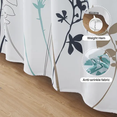 Miniatura 5 de Silhouette - Cortina de ducha con diseño de tela azul impermeable, diseño de plantas de poliéster blancas y azul marino, para baño, 72 pulgadas