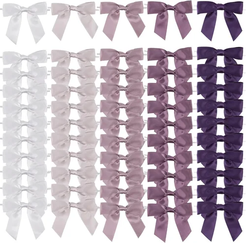 Miniatura 12 de AIMUDI Lazos de otoño de 5 colores, lazos de satén de color naranja quemado prefabricados de 3.5 pulgadas para Acción de Gracias, Halloween, boda
