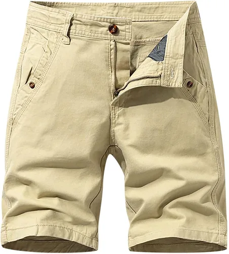 Stessotudo Pantalones cortos de carga casuales para hombre, de sarga elástica, ajuste relajado, pantalones cortos de trabajo de pierna recta,