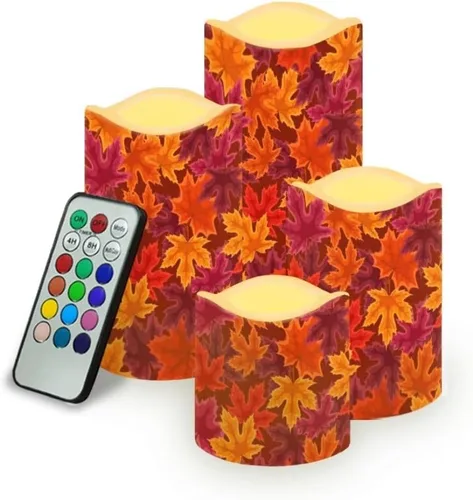 Miniatura 50 de Jeiento American Flag Flameless Candles 4 Pack 4th of July Home Decoration Flower American Flag LED Candles Battery Operated with Timer Remote