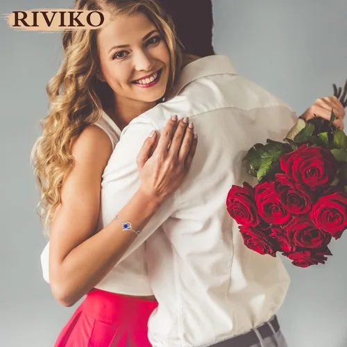 Miniatura 3 de RIVIKO Pulsera con dije de corazón de amor para mujer, plata de ley 925 con circonitas de piedra natal, eslabones ajustables para madre, esposa