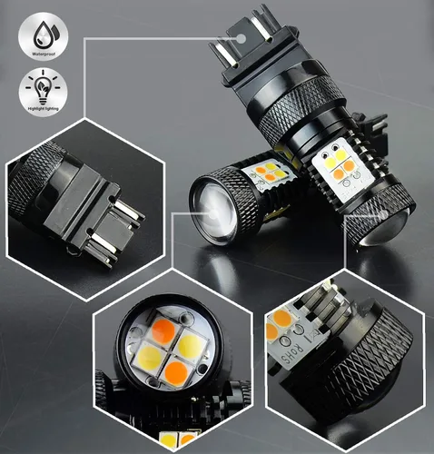 Miniatura 2 de Conjunto de chips extremadamente brillantes 3030 blanco/amarillo 3157 3155 3457 4157 bombillas LED con proyector para luces de giro delanteras/DRL