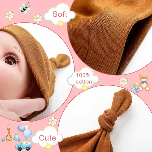 Miniatura 4 de Toulite Juego de 10 calcetines para bebé recién nacido, gorro y manoplas suaves para el tobillo, para niños y niñas