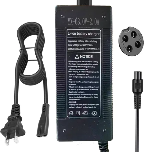 Cargador de 4 clavijas de 63 V para Ninebot S (no para S-Plus) / Mini PRO/Mini lite / L8 / One A1/One S2/S-MAX, N3M240, GoKart Kit, Gokart PRO, 4