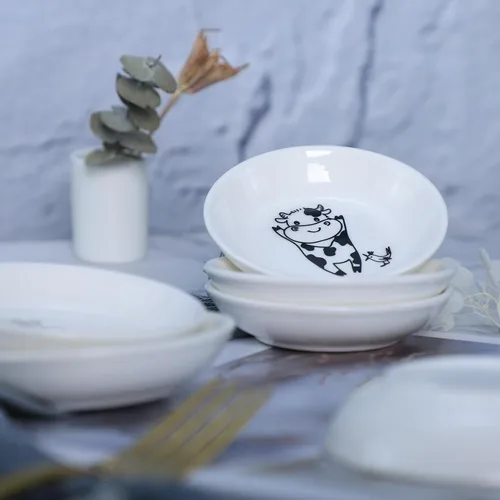 Miniatura 6 de Divertidos platos de cerámica con diseño de vaca y pájaro de caricatura, platos de condimentos, cuencos de sushi y soja, platos de aperitivo, platos