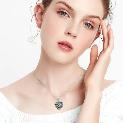 Miniatura 4 de SOULMEET - Collar con relicario en forma de corazón con girasol, donde se pueden guardar fotografías de personas para tenerlas cerca de ti, joyería