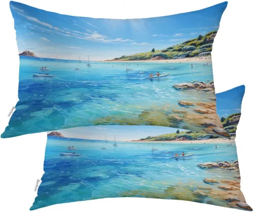 Miniatura 30 de Fundas de almohada con diseño de pinos y pájaros, bayas rojas, hojas de acebo, fondo beige, funda de cojín de mezcla digital, funda de almohada