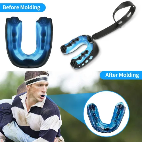 Miniatura 3 de Number-one Paquete de 2 protectores bucales suaves con correa, protector bucal deportivo profesional para boxeo, jujitsu, artes marciales mixtas