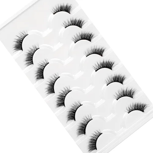 Miniatura 382 de Pooplunch - Pestañas postizas finas de visón sintético, estilo ojo de gato, naturales, cruzadas, tipo racimo, efecto 8D de volumen, tiras
