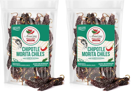 Miniatura 10 de Pimientos secos Chipotle Morita Chile 16 oz – Sabor ahumado robusto, uso para recetas mexicanas, topo, salsas, tamales, salsa, carnes, guisos. Calor