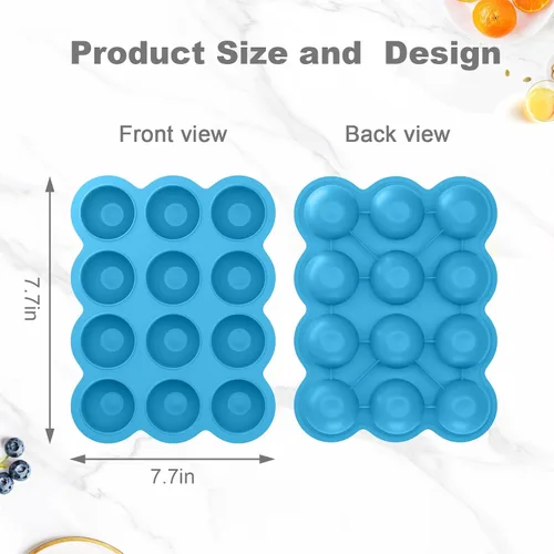 Miniatura 2 de Samuelworld Contenedor de almacenamiento de alimentos para bebés, 12 porciones x 2.5 onzas, bandeja de silicona sin BPA con tapa de clip para Azul