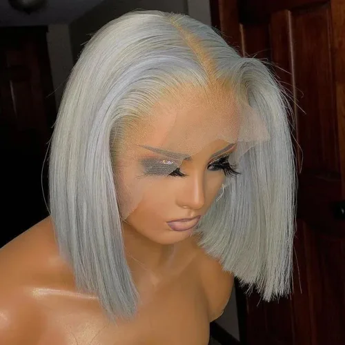 Miniatura 57 de Pelucas de cabello humano lacio marrón rojizo de 8 pulgadas, #33 13x4 HD, transparente, color marrón rojizo, peluca frontal de encaje frontal