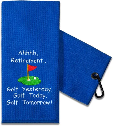 Miniatura 7 de TOUNER Toalla de golf divertida, regalos para papá, hombres, regalos de jubilación para golfistas, toalla de golf bordada divertida para bolsas