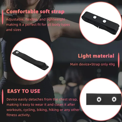 Miniatura 3 de Cómoda correa de reemplazo de pecho de frecuencia cardíaca para Polar H10 H9 Garmin Wahoo Coospo PowrLab Fitcent Magene MOOFIT IGPSPORT Negro