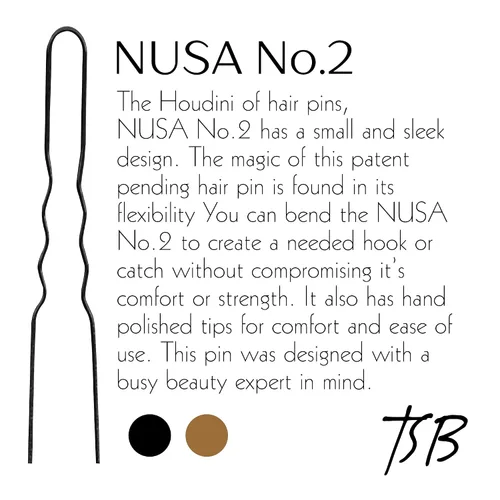 Miniatura 2 de TSB NUSA No.2 - Juego de horquillas negras flexibles de 50 a 2.0 pulgadas, estilo vintage, sujeción fuerte, diseño cómodo y elegante, puntas pulidas