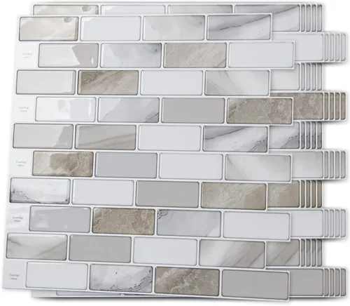 Art3d - 10 hojas de azulejos adhesivos antisalpicaduras para cocina - 30 x 30 cm, adhesivo de pared para cocina, baño, encimera y sala de estar,