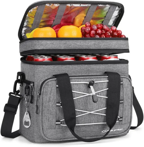 Miniatura 12 de Maelstrom Portable Collapsible Soft Cooler Bag – 24/30/60 Cans Double-Deck Leakproof Ice Chest for Beach, Camping & Grocery