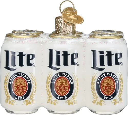 Miniatura 12 de Old World Christmas Botella de luna azul soplado adorno para árbol de Navidad, decoración navideña hecha a mano, colección de cerveza