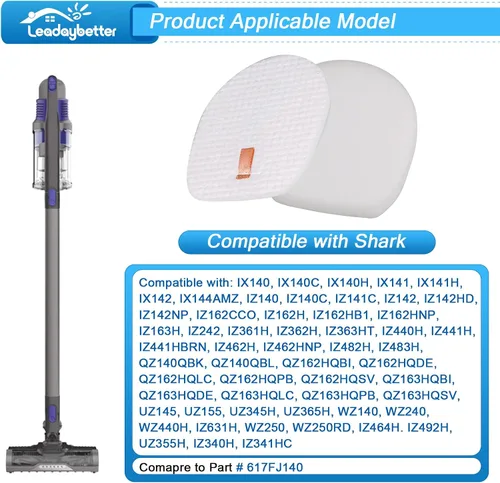 Miniatura 2 de Leadaybetter Paquete de 2 filtros de repuesto IZ377H para Shark Rocket Pet Pro IX140 IX141 IX142 IZ140 IZ141C IZ142 IZ162H IZ362H IZ363HT IZ440H