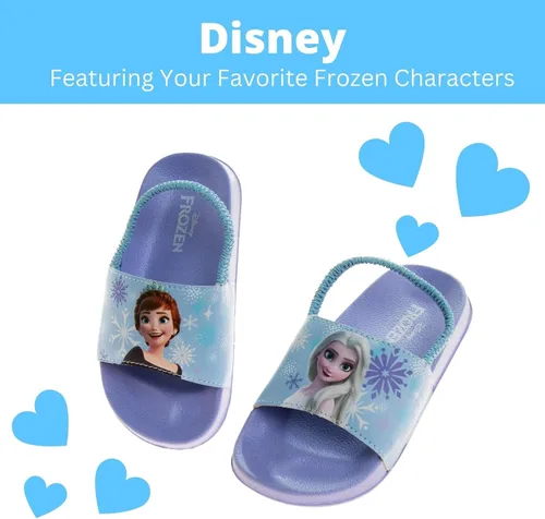 Miniatura 2 de Disney Minnie Mouse, Encanto, Mickey, Lightning McQueen, Frozen Elsa Anna Girl - Sandalias de verano para niños con correa trasera para la playa