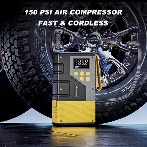Miniatura 4 de Arrancador portátil para auto con compresor de aire para emergencias, pico de 3000 A y 150 PSI máx., para motores de 12 L de gasolina y 10 L
