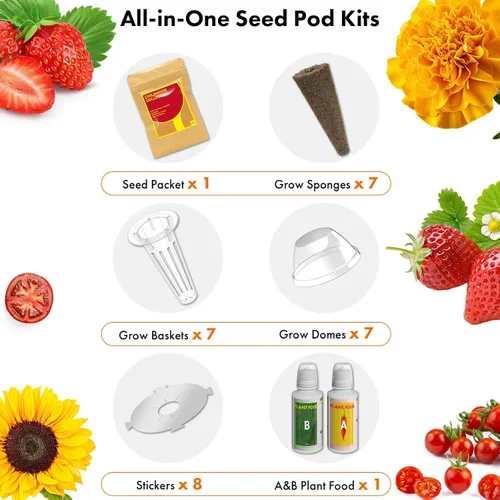 Miniatura 4 de Vainas de semillas de flores y frutas LYKOCLEAN para AeroGarden, Ahopegarden, sistema de cultivo hidropónico iDOO para interiores, 350 semillas+