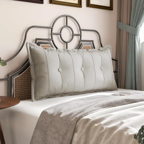Miniatura 18 de VERCART Almohada grande para cabecero, almohadas de sofá cama, almohada de lectura, almohada de cabecera de cama, almohada de apoyo de Gris