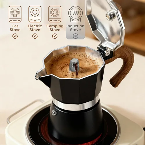 Miniatura 3 de ShanSon Moka Pot - Cafetera de café expreso de 3 tazas de 5 onzas, cafetera italiana manual cubana, cafetera italiana espresso greca para capuchino