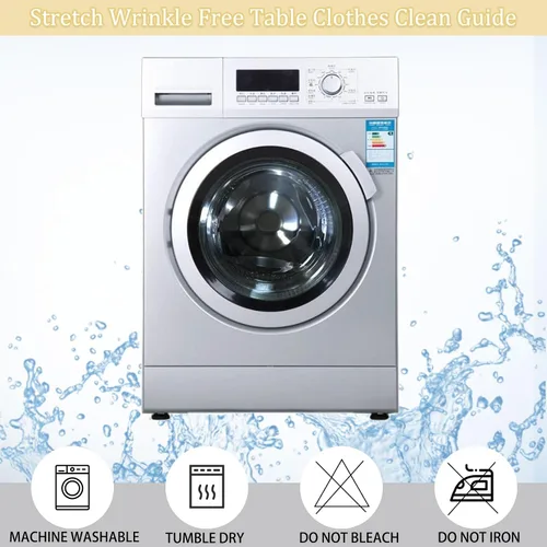 Miniatura 7 de Paquete de 8 Manteles Redondos de Spandex Beige de 5 Pies 60" Cubierta de Mesa Elástica Redonda Mantel de Mesa Redondo Lavable Resistente a Arrugas