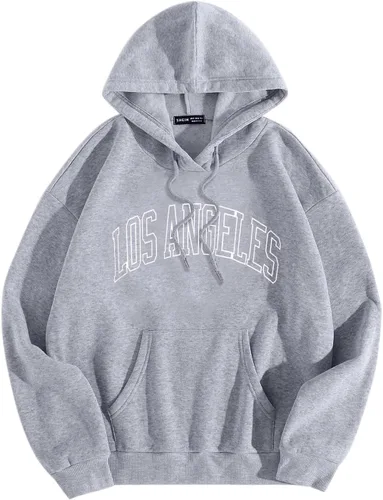 Los Angel Men Women Letter Graphic Hooded Print Round Neck Long Sleeve Sweatshirt Tops Men's Lightweight Hoodie