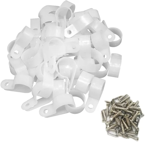 Sujetador de cable tipo R con clip de cable de nylon de 3/4" con tornillo de montaje de cordón, abrazaderas con tornillos para gestión de cables -