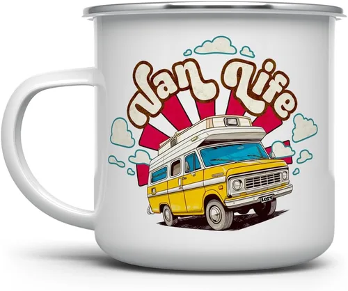 Van Life - Taza de café retro para caravana, viajes, campamento, viajes, viajes, viajes, viajes, viajes, viajes, viajes, naturaleza, fogata (12