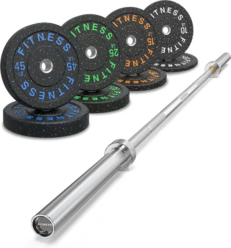 Miniatura 21 de HANDBODE Olympic High-Bounce Bumper Plates Bench Press Barbell Weights Set 2 - Inch, 10-55 lb Rubber Weight Sets for Home Gym, Strength Training