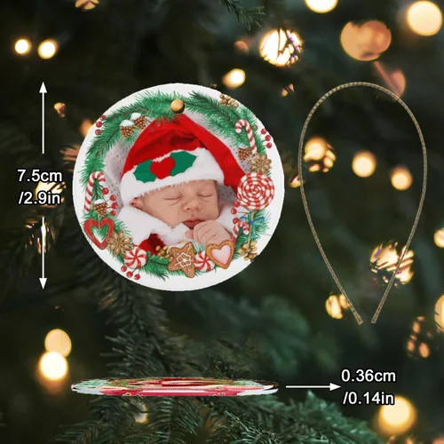 Miniatura 3 de Adornos de Navidad personalizados 2024, adornos de Navidad con imagen personalizada, decoración de Navidad, regalo de fotos, decoración redonda