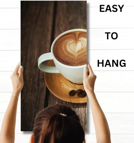 Miniatura 5 de Lienzo decorativo para pared, juego de 2 piezas, impresiones decorativas con múltiples paneles divididos, imagen de café latte de 24 x 24 pulgadas