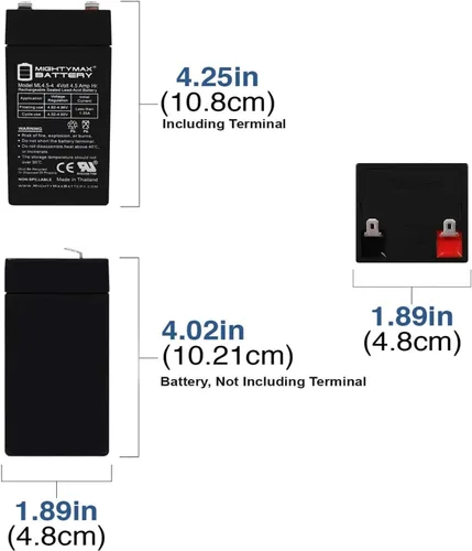 Miniatura 2 de Mighty Max Battery Batería SLA de 4 voltios y 4,5 Ah para Zareba Cargador solar de cerca de 2 millas