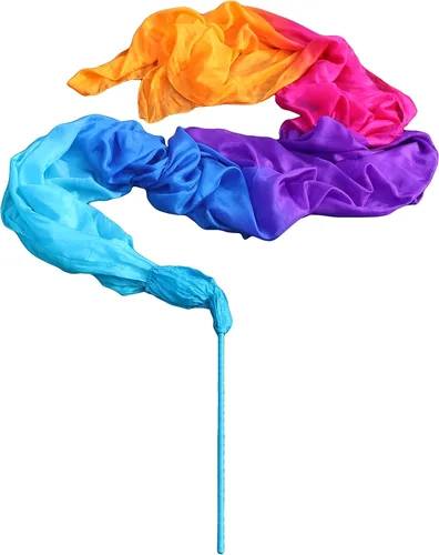 Miniatura 25 de Winged Sirenny 4.4yds Colorful Flowy Soft Silk Ribbon Throw Streamer with Rod,Church Liturgical Praise Worship Adoration Dance Ribbon Beginners