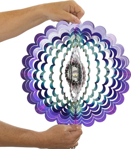 Miniatura 3 de VP Home Giratorio de Viento Cinético Mandala Explosión Floral para Patio y Jardín Giratorio de Viento Exterior Metal Grande Decoración 3D de Mandala