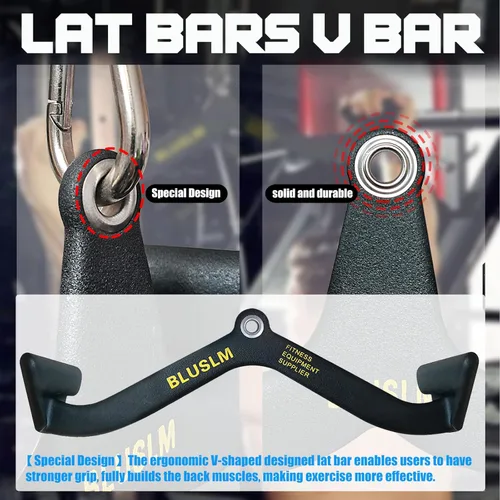 Miniatura 4 de BLUSLM LAT Pull Down Bar for Cable Machine, LAT Pulldown Attachments T-bar V-bar Cable Attachment for Gym, Back Tricep Strength Training Handle