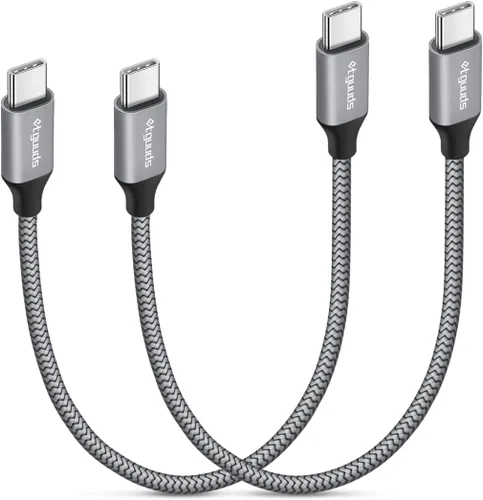 Miniatura 16 de etguuds Cable USB C a USB C blanco de 1 pie, paquete de 2 cables USBC a USBC de 60 W, cable de carga tipo C a C, cable de carga rápida para iPhone