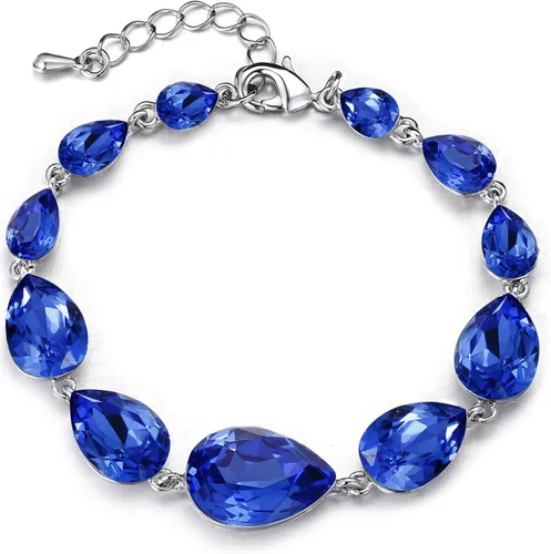 BriLove Pulsera de cristal brillante para mujer, con múltiples lágrimas, para boda, fiesta nupcial, baile de graduación