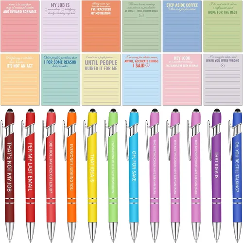 Miniatura 21 de Geyee 24 notas adhesivas divertidas para enfermeras con divertidos bolígrafos de 3 x 4 pulgadas, bloc de notas con refranes para compañeros