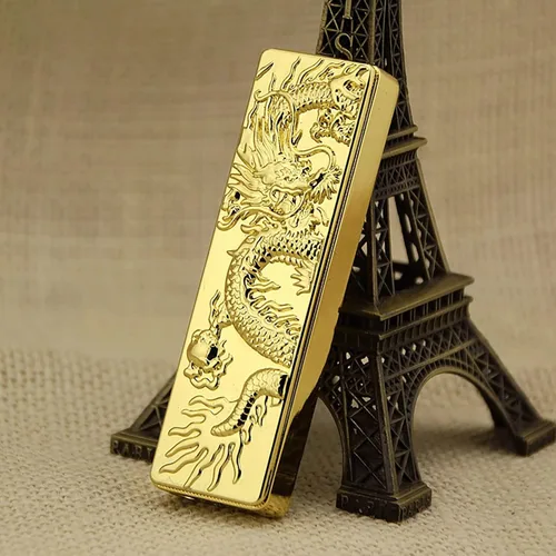 Miniatura 4 de Encendedores de butano de metal fresco, recargables y ajustables, a prueba de viento, para hombres (sin gas) (dorado pequeño)