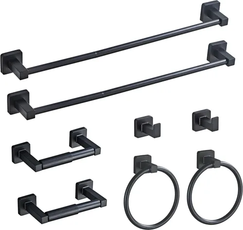Miniatura 12 de Juego de 4 piezas de accesorios de baño de color dorado cepillado claro, juego de toallero de acero inoxidable montado en la pared, incluye toallero