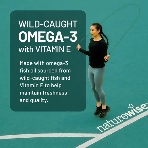 Miniatura 2 de NatureWise Suplemento de aceite de pescado Omega 3 extra fuerte – 1000 mg por porción – 600 EPA y 400 DHA y vitamina E – Apoyo para la salud